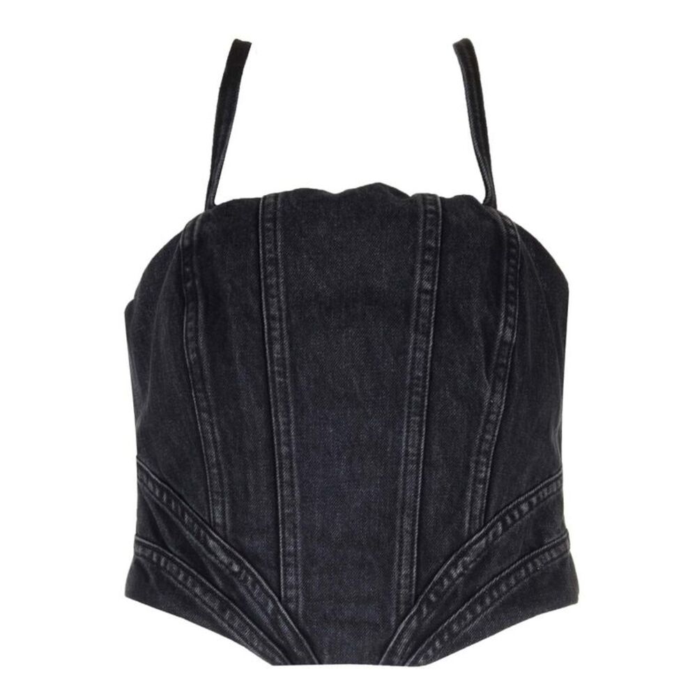 Amiri Women Faded Black Denim Corset